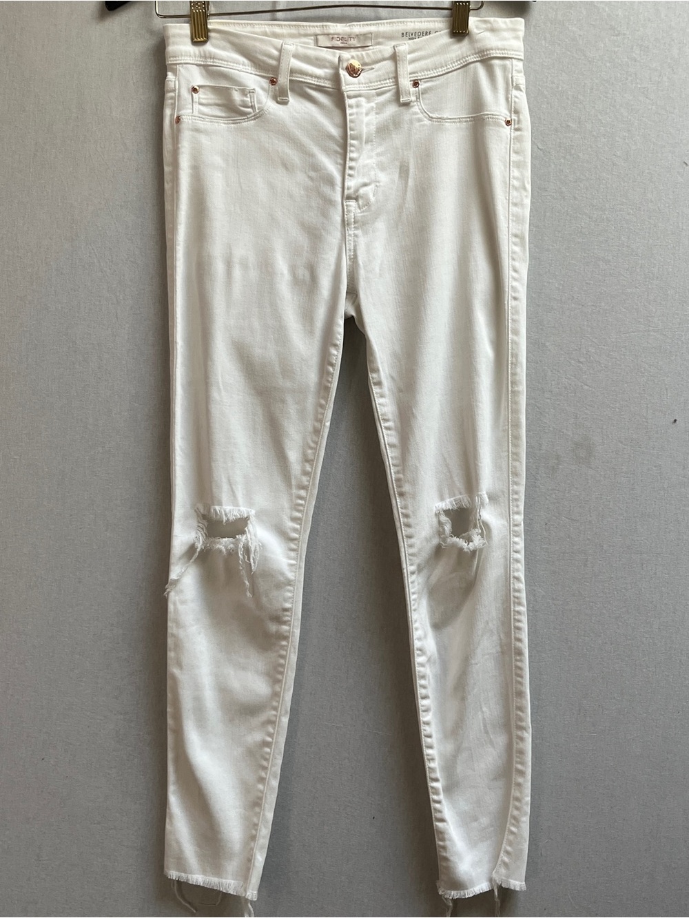 Fidelity Belvedere Crop Distressed Skinny Jeans Size 28 Stretch Denim